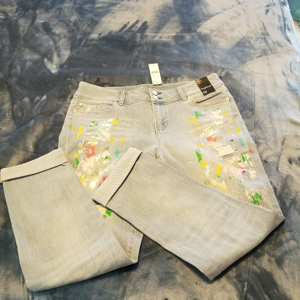 NY & Co Paint Splatter Jeans With Stretch sz 10 - Picture 6 of 8